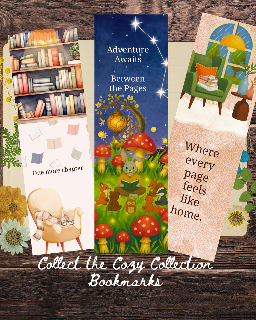 Little Cozy Moments™ | Cozy Reading Bookmark Collection | Set of 3 Watercolor Bookmarks