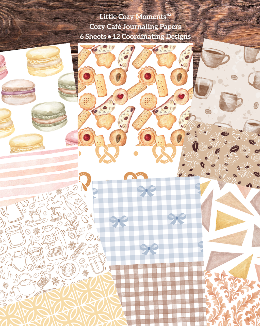 Little Cozy Moments™ | Cozy Café Journaling Papers | 6 Sheets • 12 Coordinating Designs