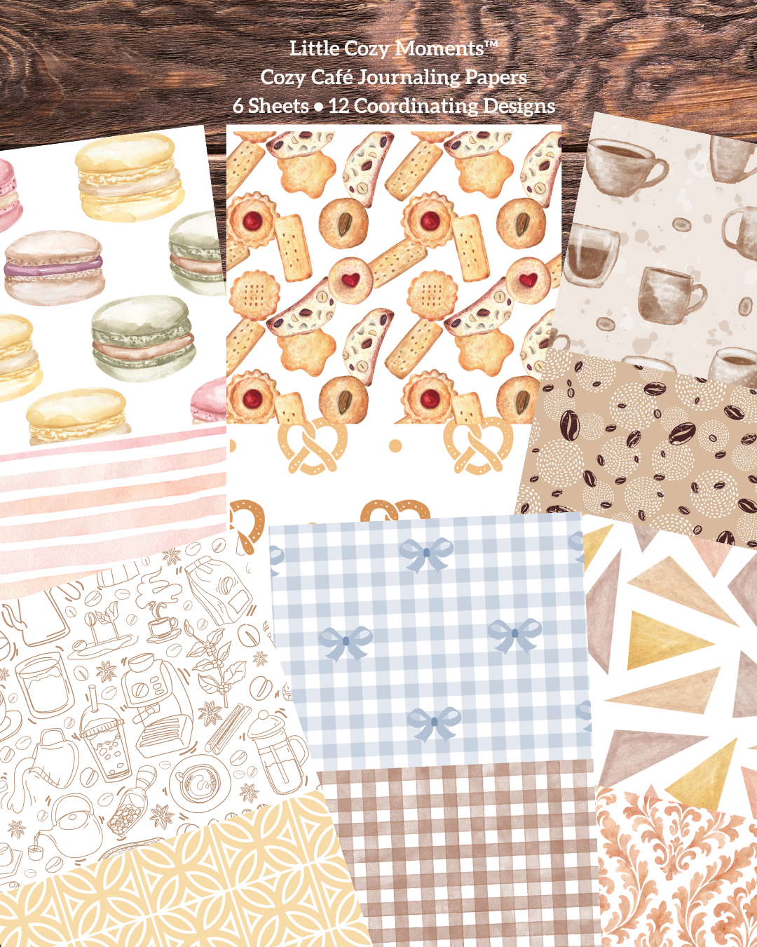Little Cozy Moments™ | Cozy Café Journaling Papers | 6 Sheets • 12 Coordinating Designs