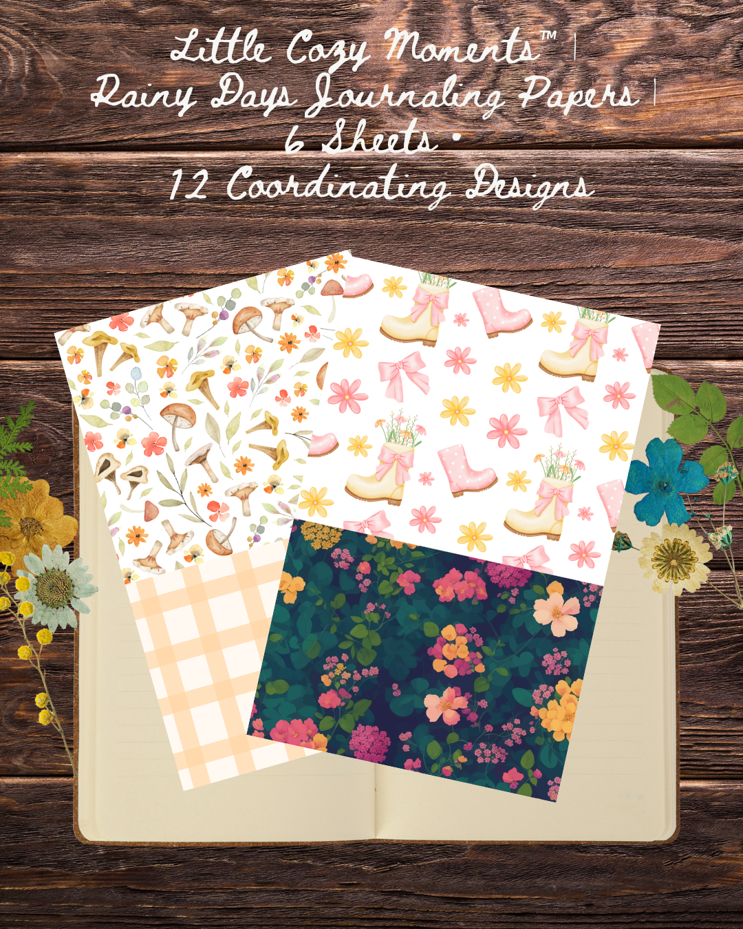 Little Cozy Moments™ | Rainy Days Journaling Papers | 6 Sheets • 12 Coordinating Designs | 8.5 x 5.5