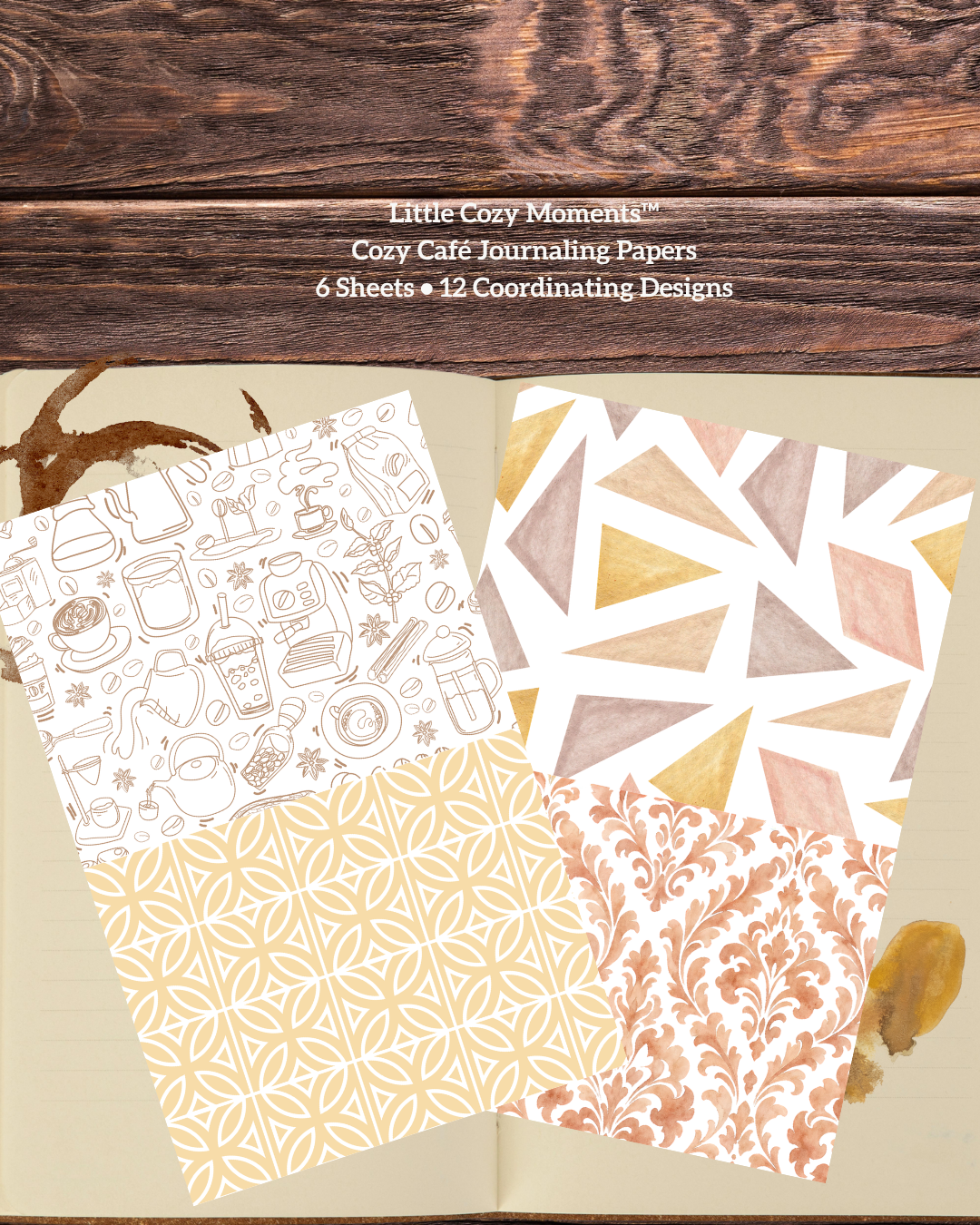 Little Cozy Moments™ | Cozy Café Journaling Papers | 6 Sheets • 12 Coordinating Designs