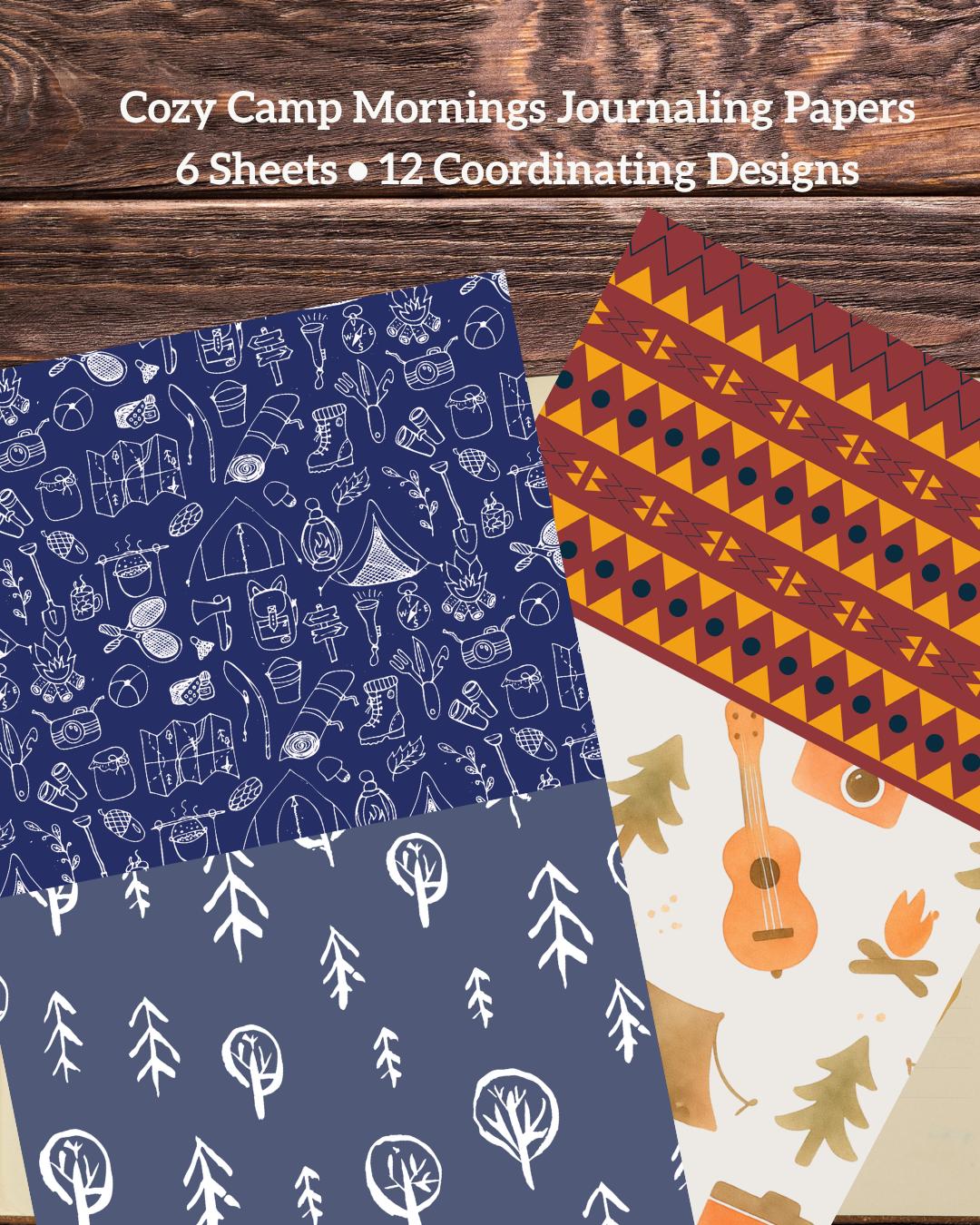 Little Cozy Moments™ | Cozy Camp Mornings Journaling Papers | 6 Sheets • 12 Coordinating Designs | 8.5 x 5.5