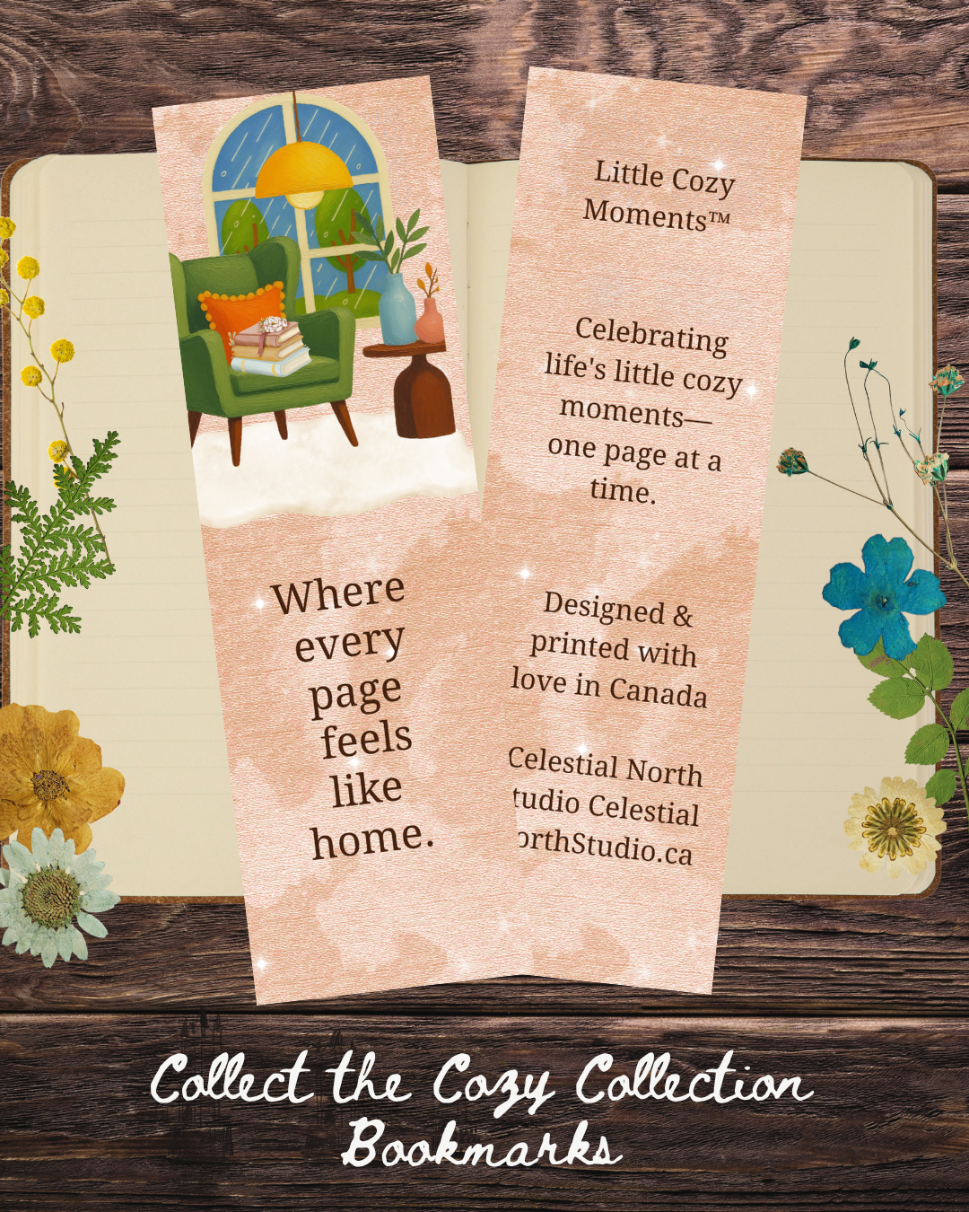 Little Cozy Moments™ | Cozy Reading Bookmark Collection | Set of 3 Watercolor Bookmarks