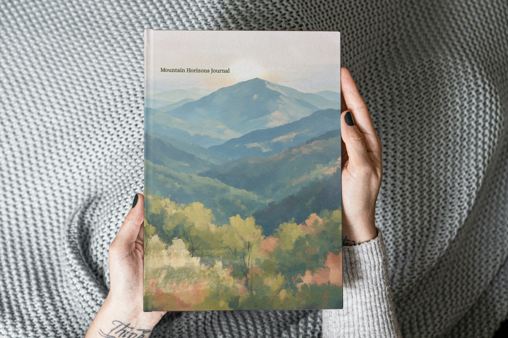 Mountain Horizons Journal | Mountain Adventure Notebook |  Bullet, Lined or Blank