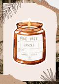 Pine Tree Candle Watercolor Sticker | Cozy Cabin Candle Vinyl Sticker