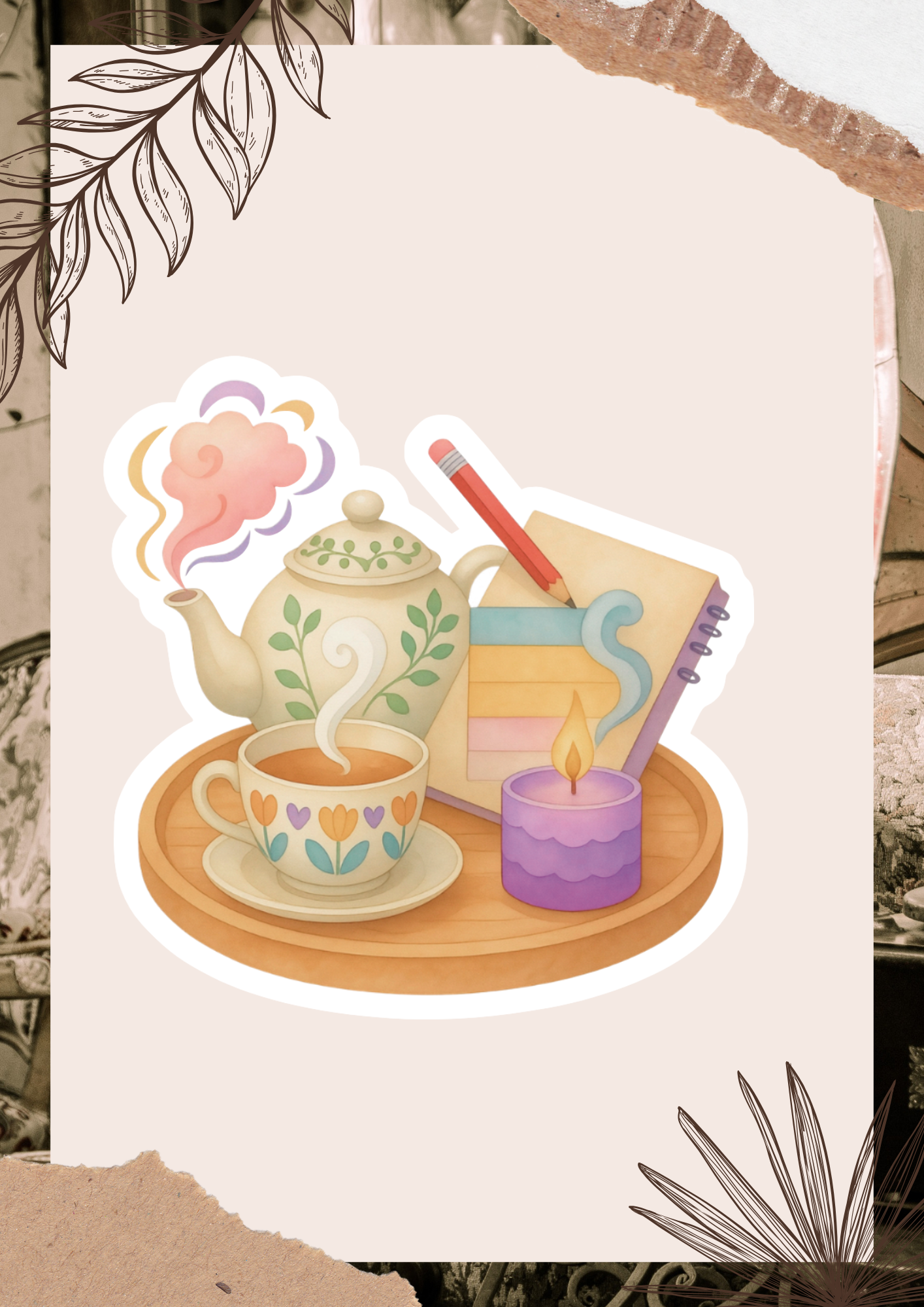 Cozy Tea & Journal Sticker