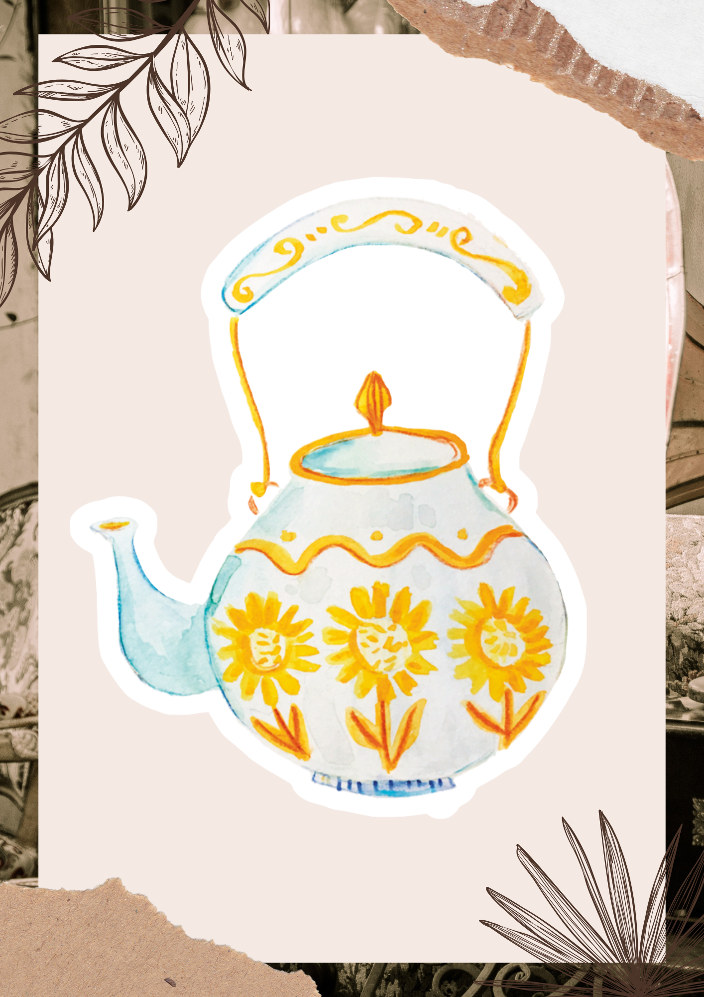 Sunflower Teapot Sticker