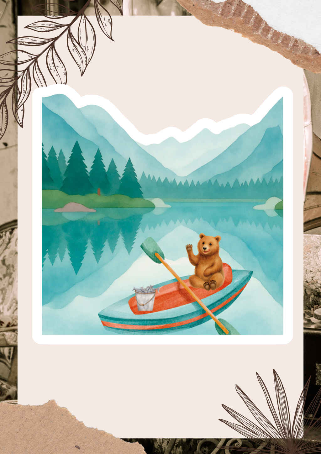 Bear Canoe Sticker
