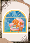 Knitting Puppy Watercolor Sticker | Cozy Rainy Window Vinyl Sticker