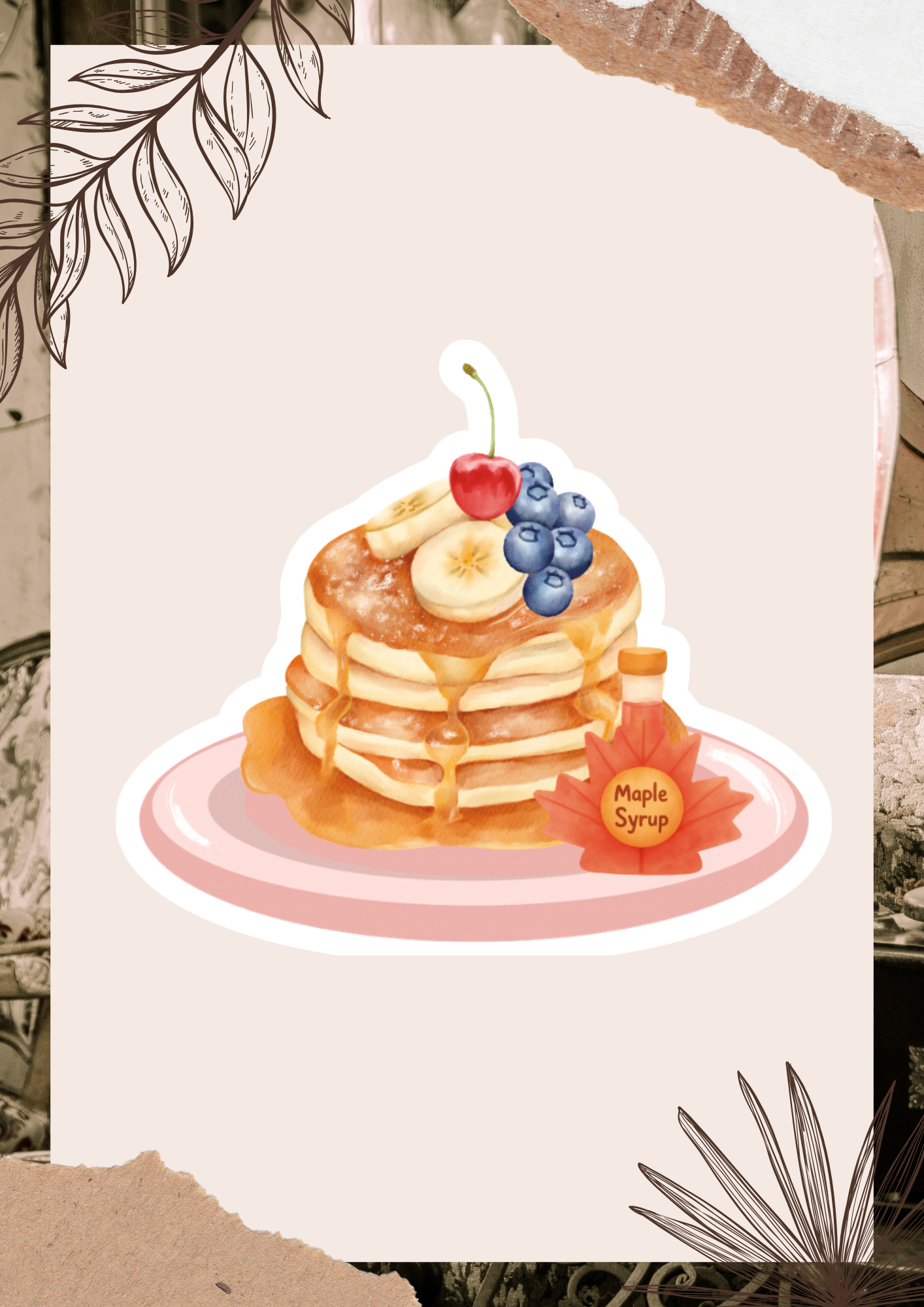 Maple Pancakes Sticker | Cozy Breakfast Watercolor Die Cut Sticker | Canadian Camping Breakfast | Eco Matte Waterproof Vinyl