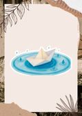 Paper Boat Watercolor Sticker | Rainy Day Puddle Vinyl Sticker