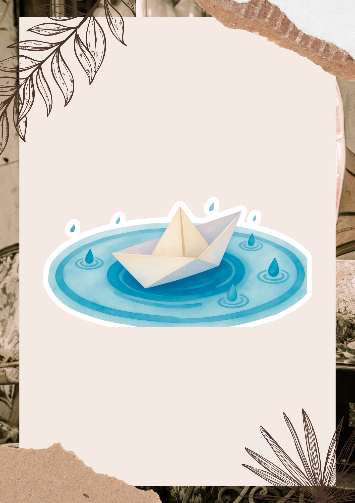 Paper Boat Watercolor Sticker | Rainy Day Puddle Vinyl Sticker
