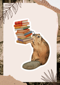 Librarian Beaver Watercolor Sticker | Cozy Book Lover Vinyl Sticker