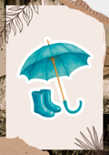 Umbrella & Rain Boots Watercolor Sticker | Cozy Rain Essentials Vinyl Sticker