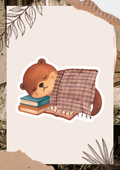 Sleepy Otter Reading Sticker | Cozy Book Lover Vinyl Sticker