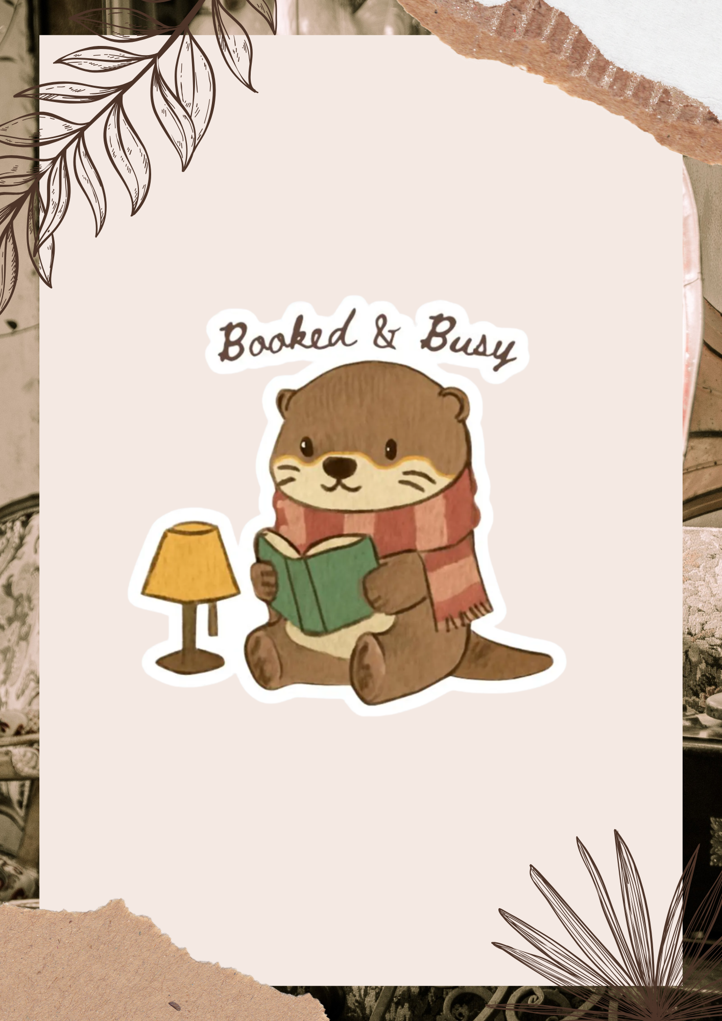 Booked & Busy Sticker | Otter Reading Sticker | Eco Matte Waterproof Vinyl | Bookish Gift