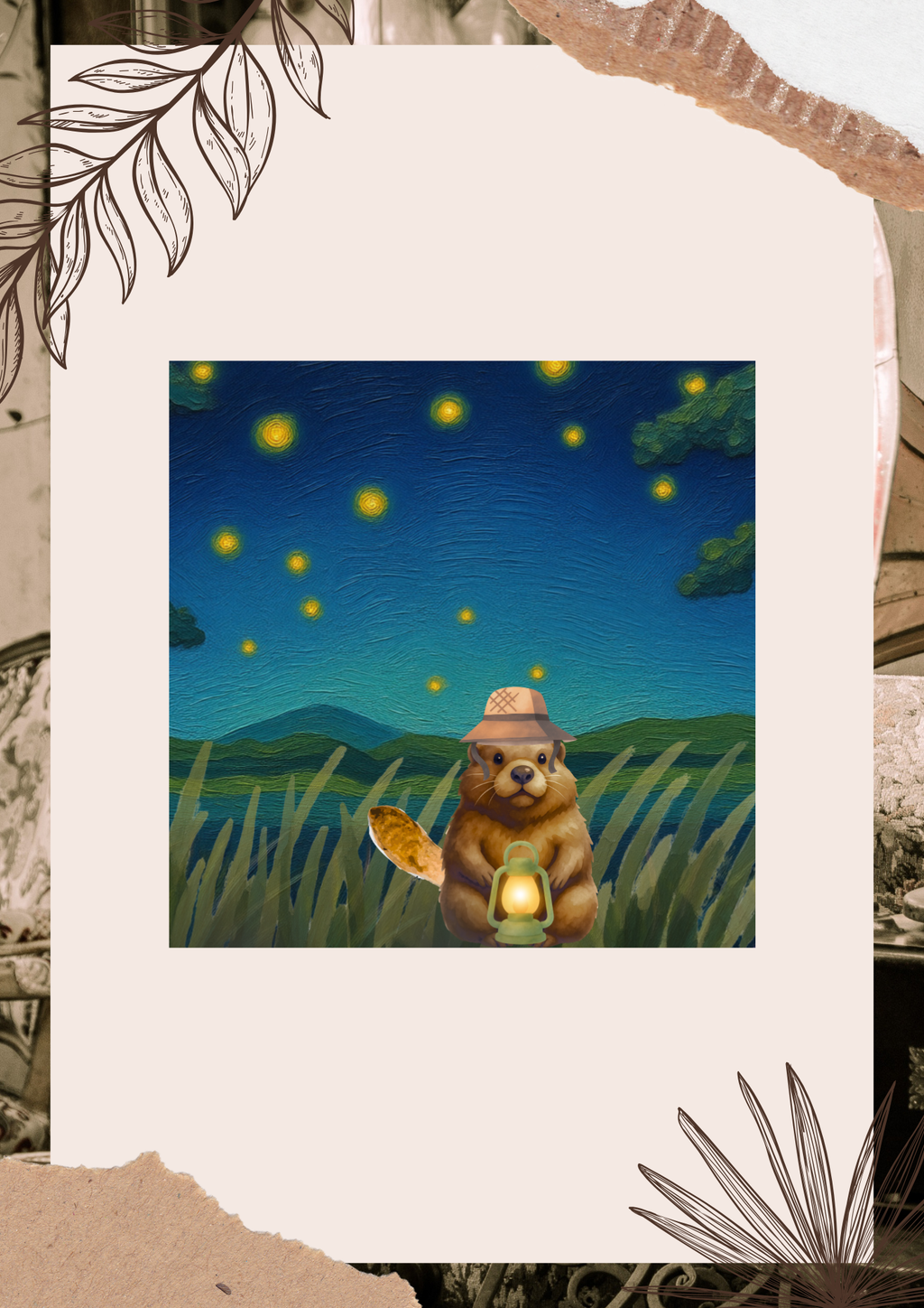 Beaver Lantern Watercolor Sticker | Canadian Wilderness