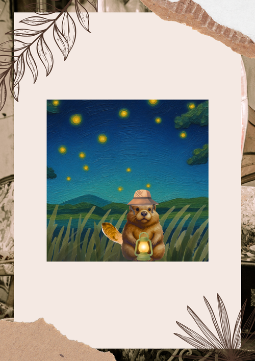 Beaver Lantern Watercolor Sticker | Canadian Wilderness