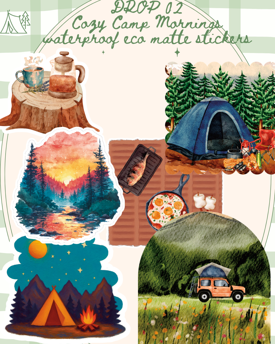 Camp Breakfast Watercolor Sticker