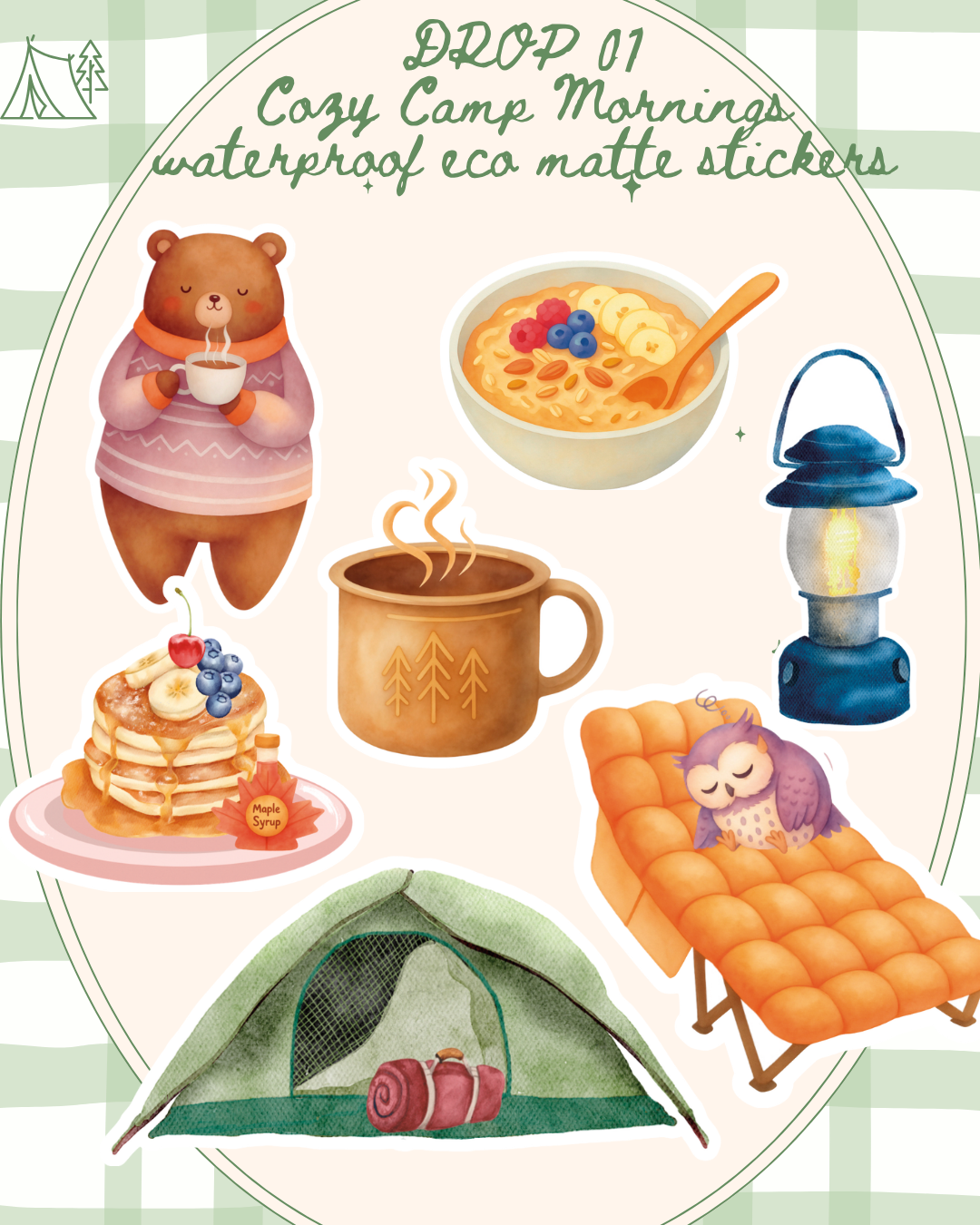 Camp Breakfast Bowl Sticker | Cozy Morning Watercolor Die Cut Sticker | Camping Breakfast | Eco Matte Waterproof Vinyl