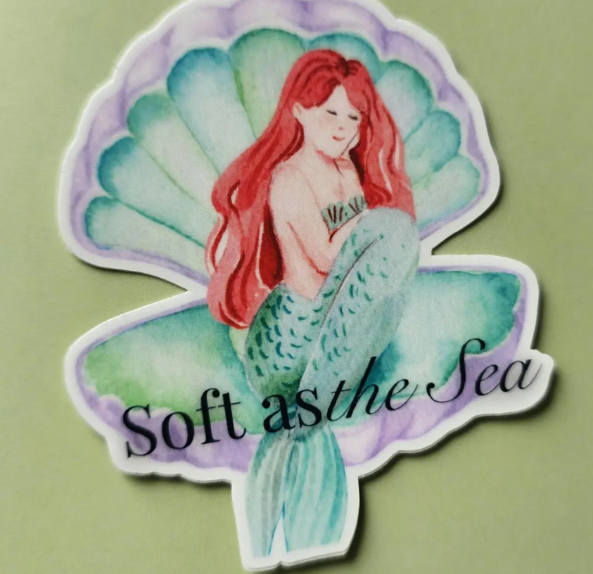 Soft as the Sea Mermaid Waterproof Vinyl Sticker