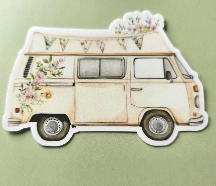 Vintage Camper Van Waterproof Vinyl Sticker