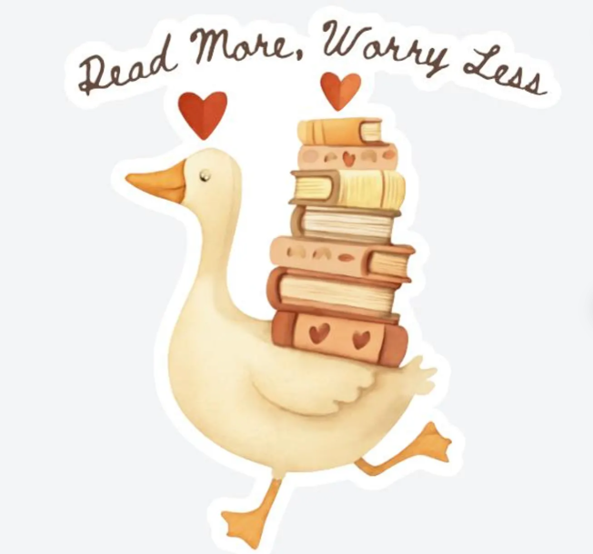 Read More Worry Less Sticker | Duck Book Lover Sticker | Eco Matte Waterproof Vinyl