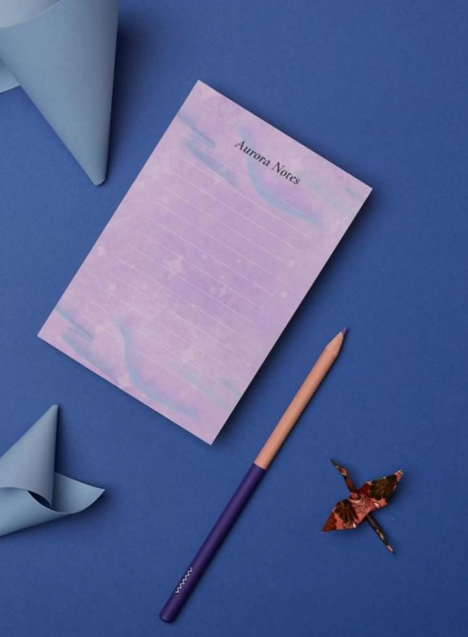 Aurora Notes Notepad: Lined Mini Stationery, Sustainable Paper
