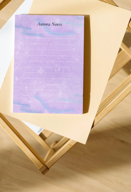 Aurora Notes Notepad: Lined Mini Stationery, Sustainable Paper