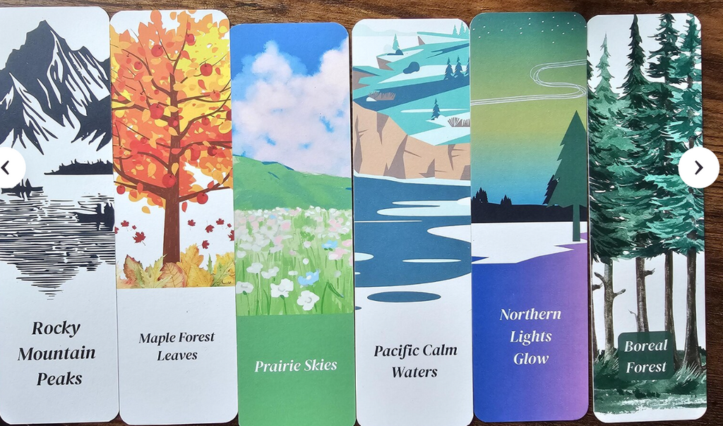 Canadian Landscape Bookmarks| Eco Recycled Matte | Bookish Gift | 2x7 Rounded | Nature Bookmark Set