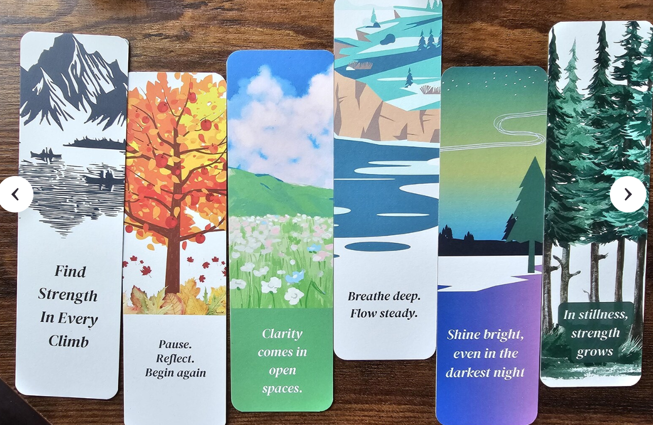 Canadian Landscape Bookmarks| Eco Recycled Matte | Bookish Gift | 2x7 Rounded | Nature Bookmark Set