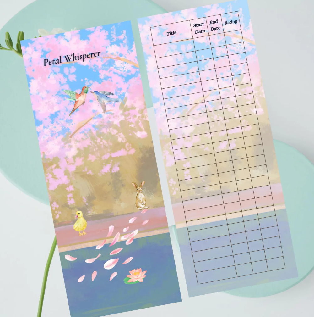 Reader Log Bookmark | Reading Companion Card | Illustrated bookmark | Bookish Gift