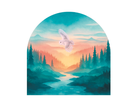 Forest Owl Watercolor Sticker | Canadian Wilderness