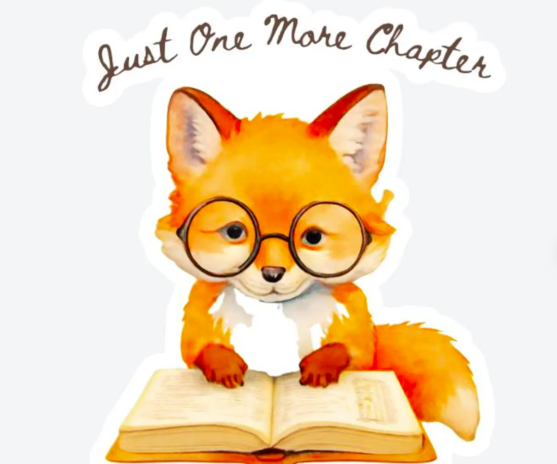 Cozy Fox Reader Sticker (3x3" Matte Vinyl)