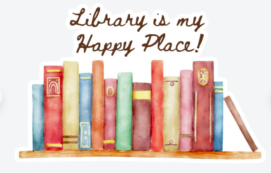 Library Is My Happy Place Sticker (3x3" Matte Vinyl)