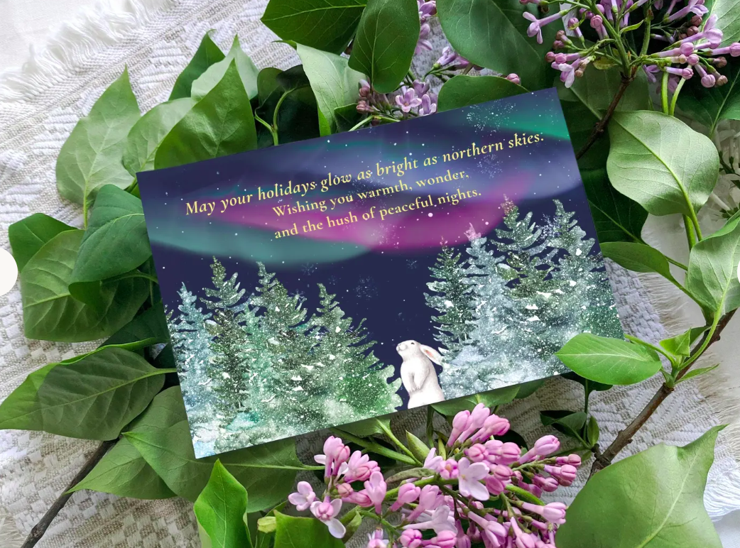 Snowlight Wishes Christmas Card | Yukon Northern Lights