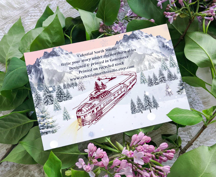 Across the Rockies – A Christmas Holiday Card | Canadian Winter Landscape | Eco-Friendly Recycled Celestial North Card