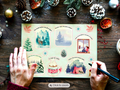 Canadian Winter Sticker Sheet | Eco-Matte Recycled Paper | Greenguard Certified | Cozy Cabin, Pines & Snow Stickers