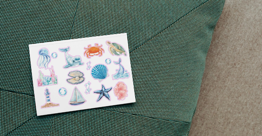 Beachy Ocean Watercolor Sticker Sheet