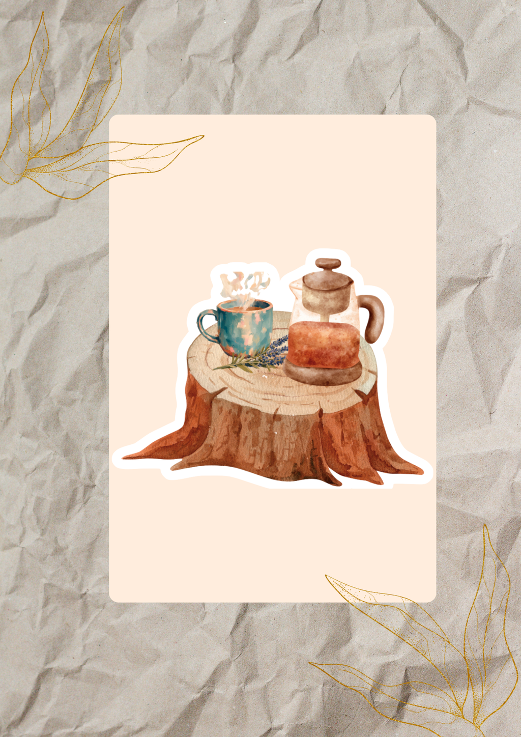 Camp Coffee Tree Stump Watercolor Sticker