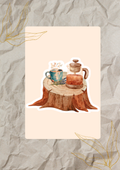 Camp Coffee Tree Stump Watercolor Sticker