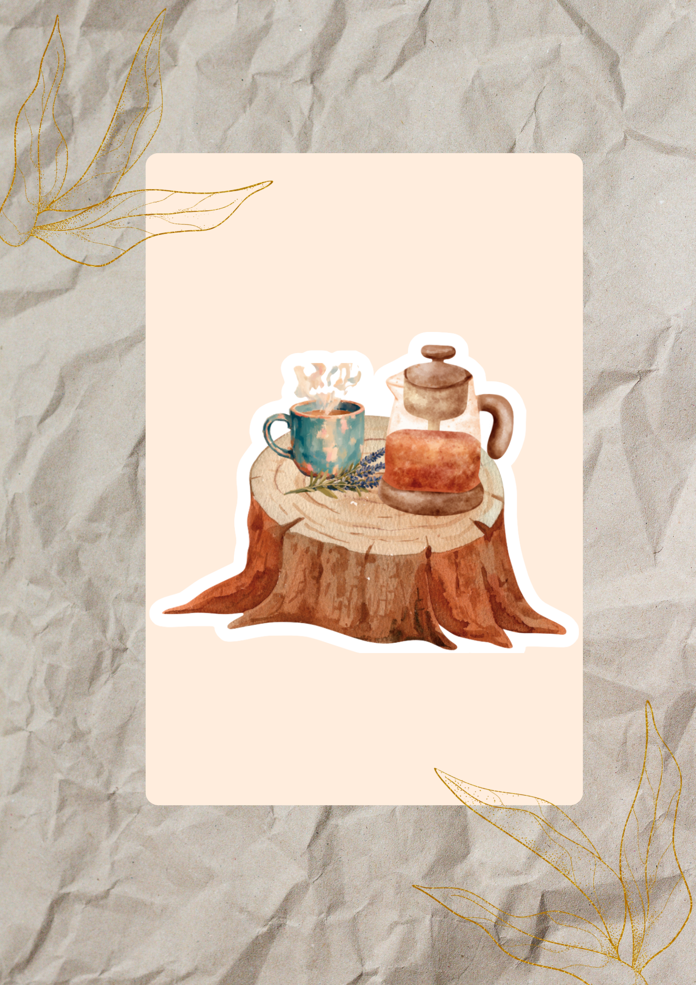 Camp Coffee Tree Stump Watercolor Sticker