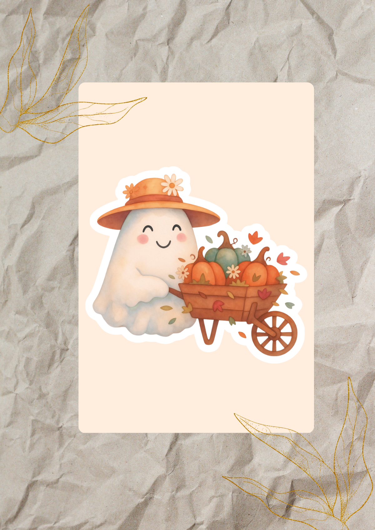 Friendly Pumpkin Ghost Die-Cut Vinyl Sticker | Cute Halloween & Fall Decor