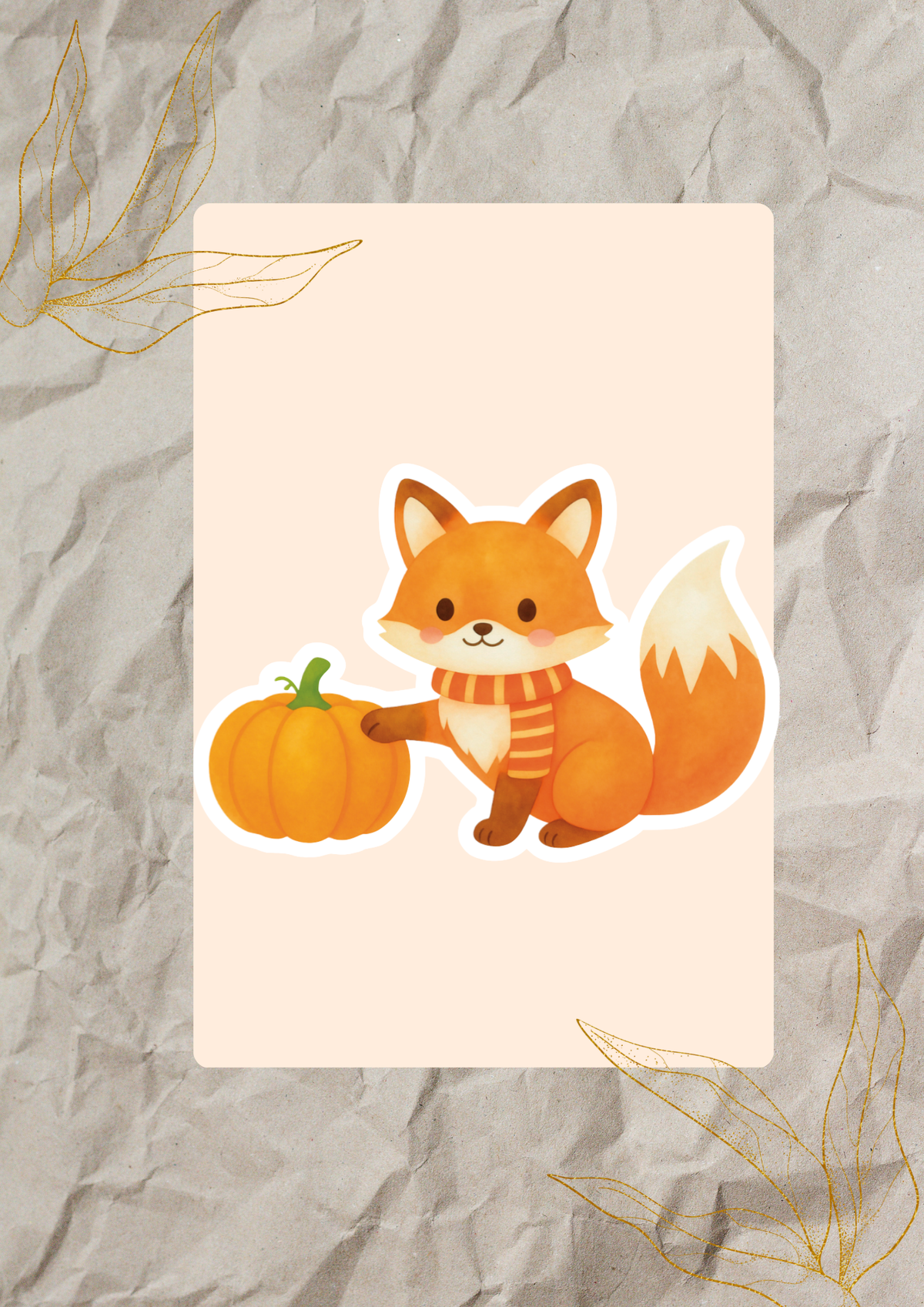 Cozy Fox & Pumpkin Die-Cut Vinyl Sticker | Woodland Autumn Stationery