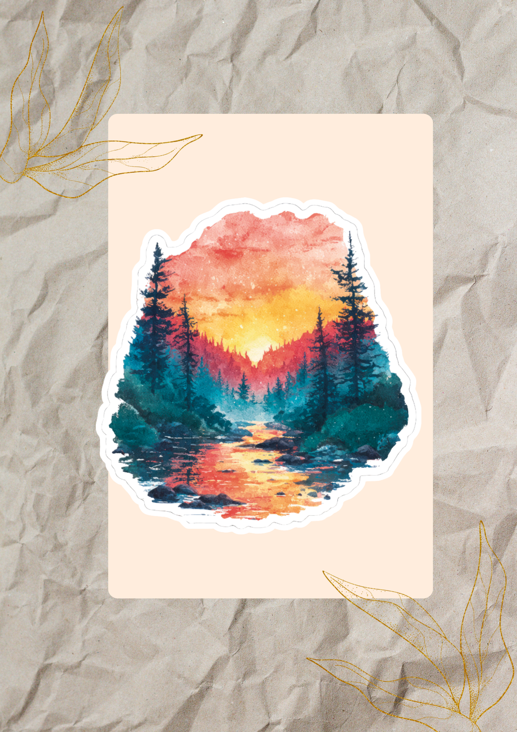 Forest Reflection Watercolor Sticker | Cozy Camp Mornings Vinyl Sticker