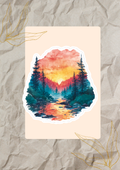 Forest Reflection Watercolor Sticker | Cozy Camp Mornings Vinyl Sticker