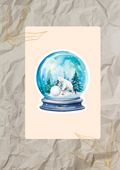 Polar Bear Snow Globe Sticker | 3x3 Waterproof Winter Sticker