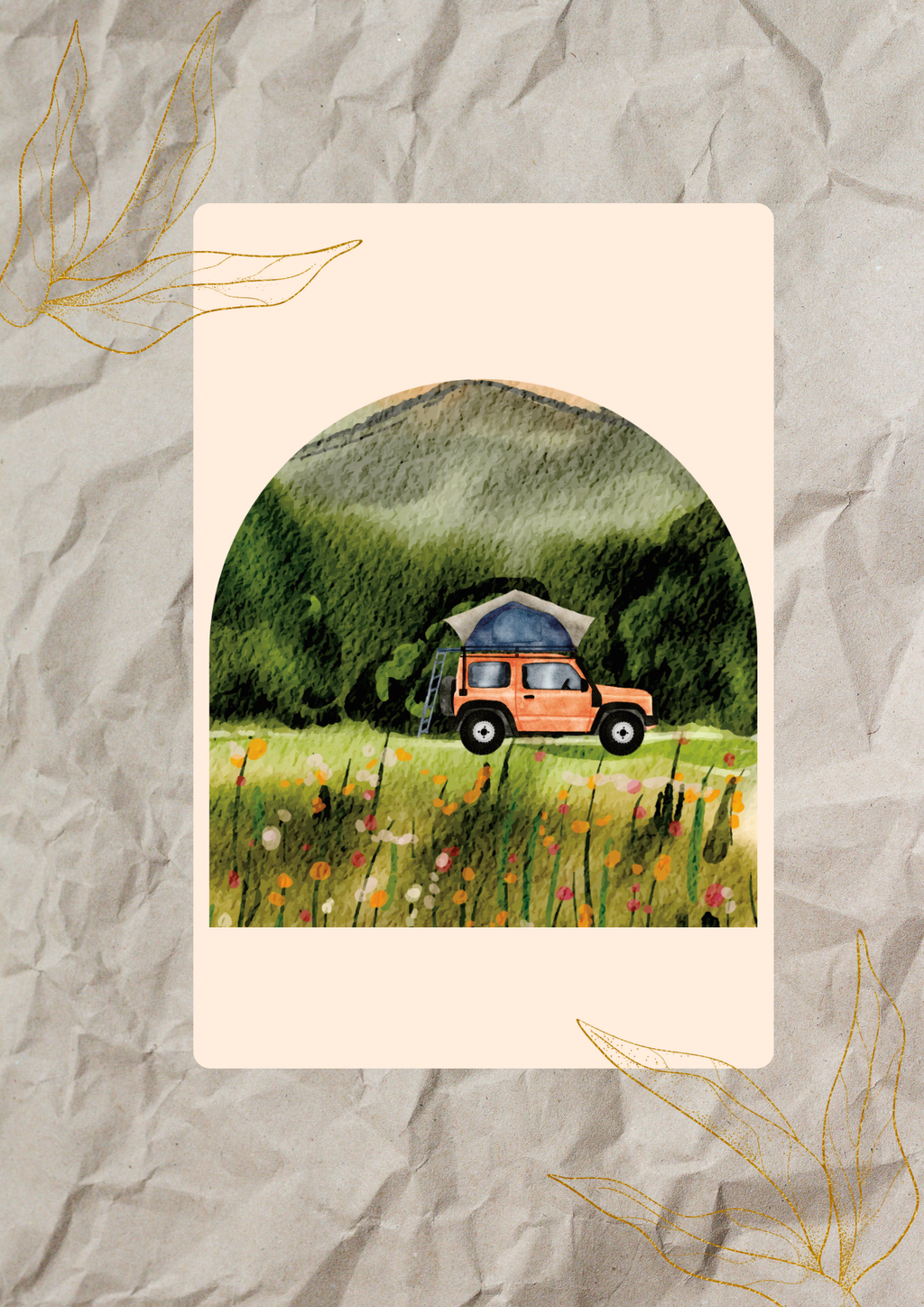 Mountain Adventure Jeep Watercolor Sticker