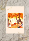 Trick or Treat Woodland Friends Square Sticker | Autumn Forest Scene