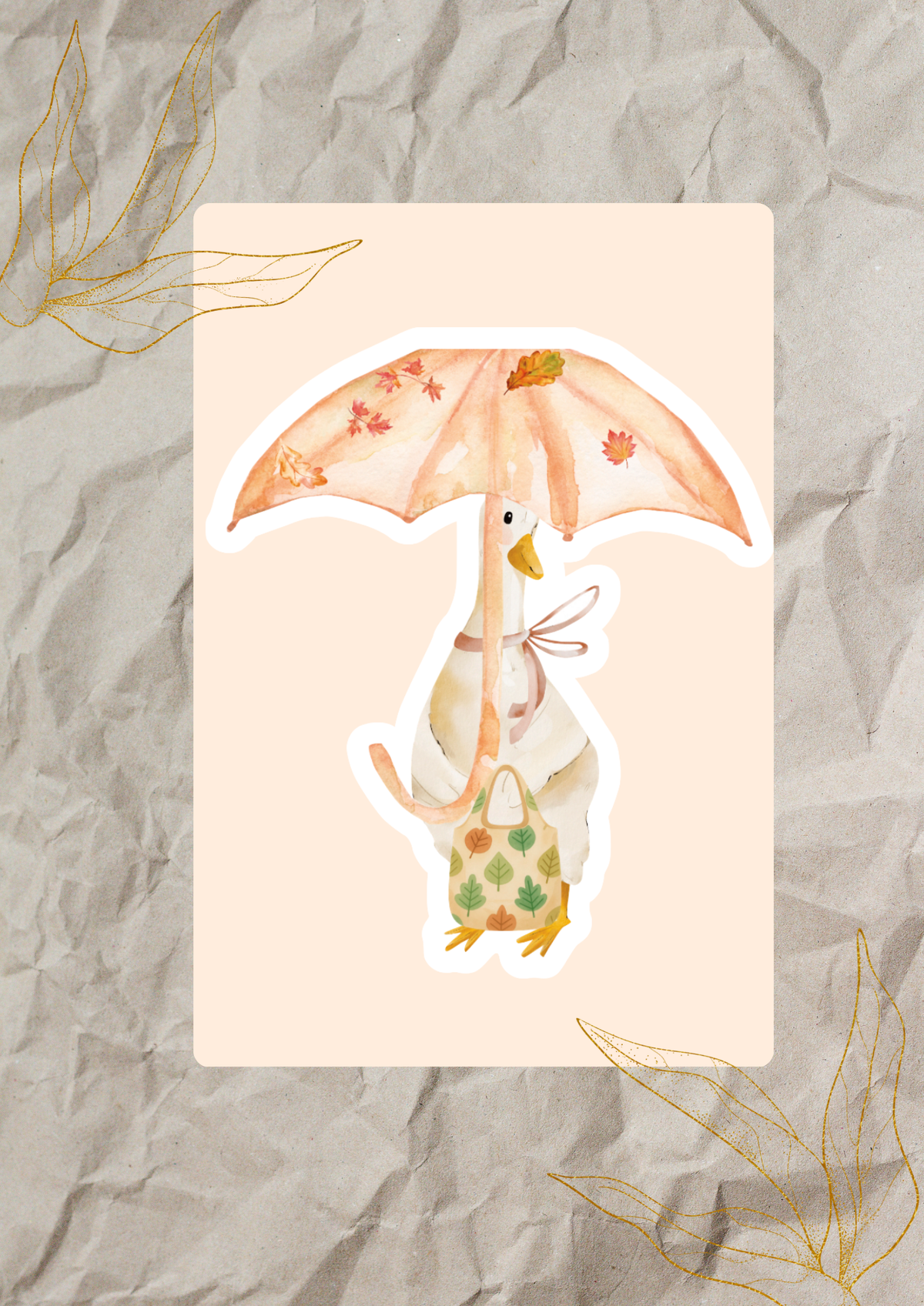 Rainy Day Goose Die-Cut Vinyl Sticker | Cozy Autumn Stationery